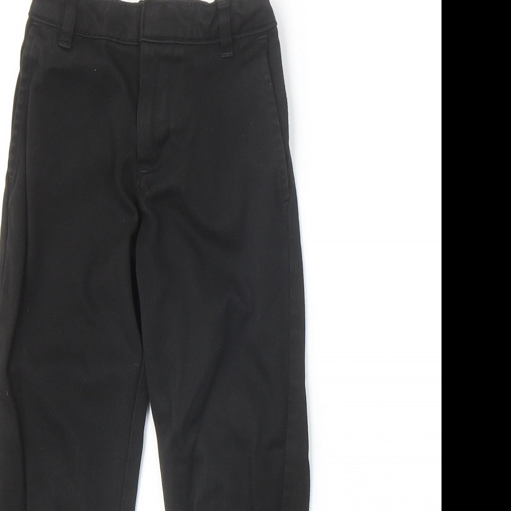 Preworn Boys Black Viscose Chino Trousers Size 5-6 Years Regular Zip