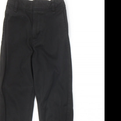 Preworn Boys Black Viscose Chino Trousers Size 5-6 Years Regular Zip