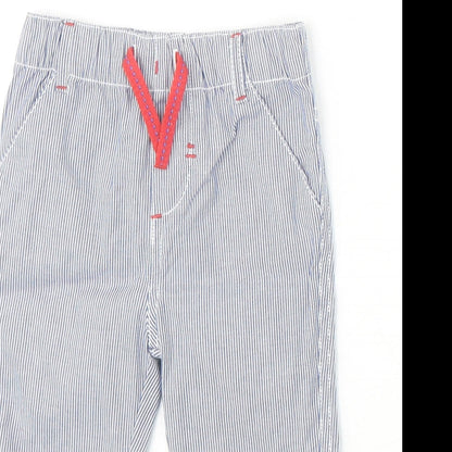 F&F Boys Blue Striped 100% Cotton Capri Trousers Size 6-9 Months Pullover