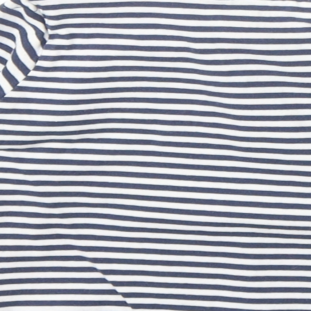 Blue Zoo Boys Blue Striped 100% Cotton Basic T-Shirt Size 9-12 Months Round Neck Snap - Dinosaur