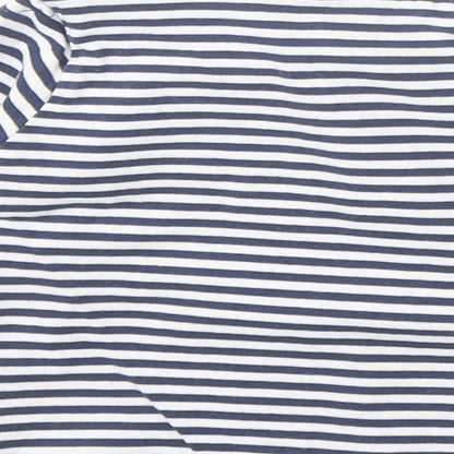 Blue Zoo Boys Blue Striped 100% Cotton Basic T-Shirt Size 9-12 Months Round Neck Snap - Dinosaur
