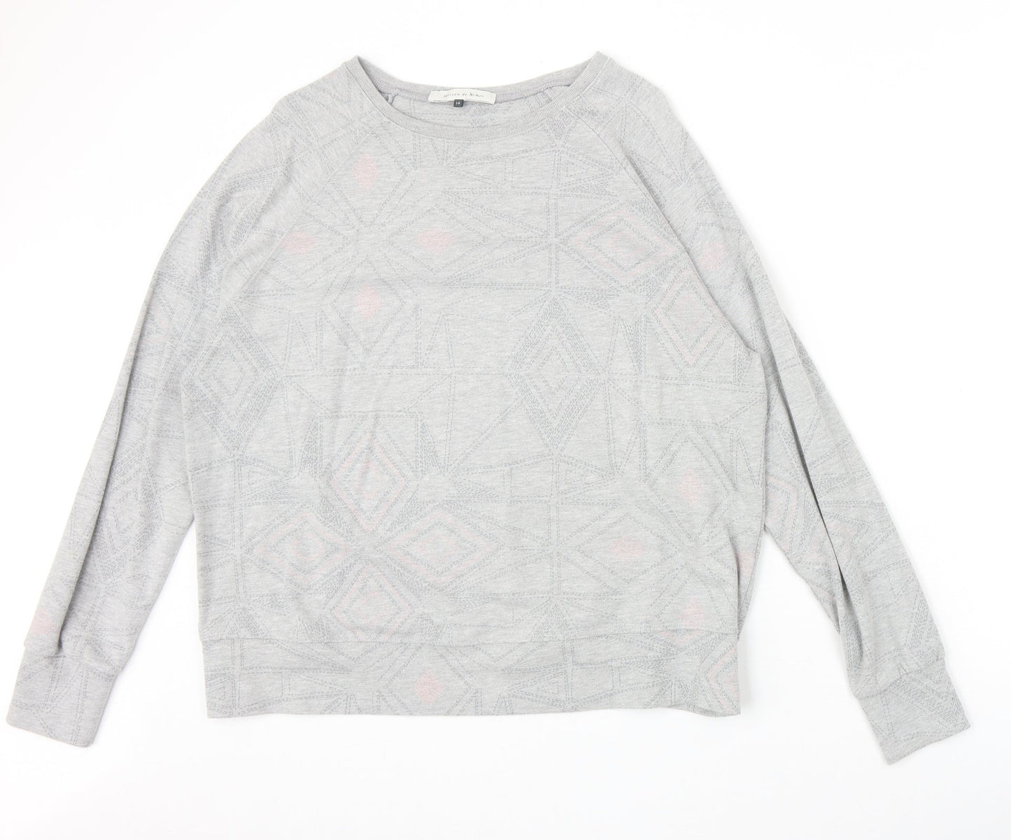 Maison De Nimes Womens Grey Geometric Cotton Pullover Sweatshirt Size 14 Pullover