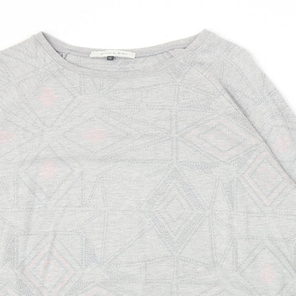 Maison De Nimes Womens Grey Geometric Cotton Pullover Sweatshirt Size 14 Pullover