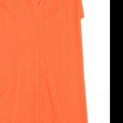 Mango Womens Orange Polyester A-Line Size S Round Neck Button