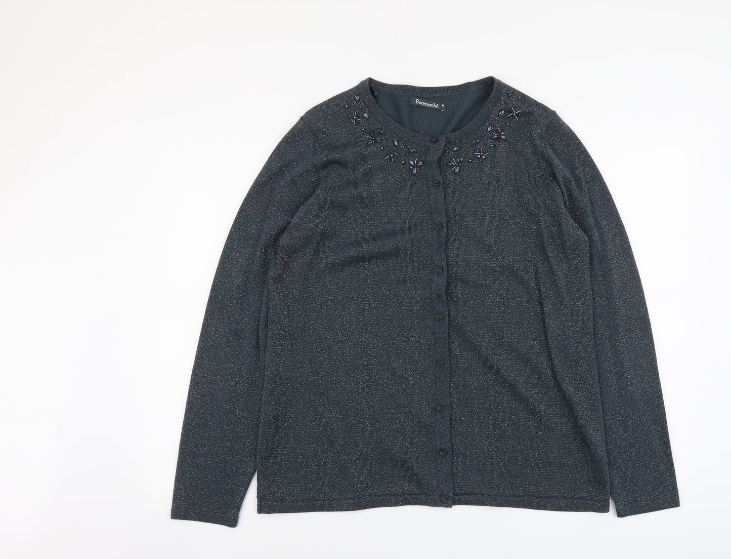 Womens UK Size M Bonmarché Blue Cardigan Jumper