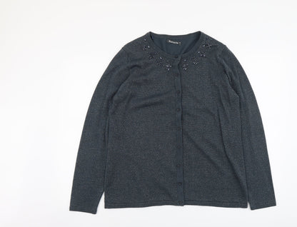 Womens UK Size M Bonmarché Blue Cardigan Jumper