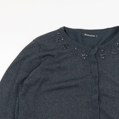 Womens UK Size M Bonmarché Blue Cardigan Jumper