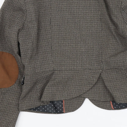 H&M Womens Brown Geometric Polyester Jacket Blazer Size 6 - Elbow Patches