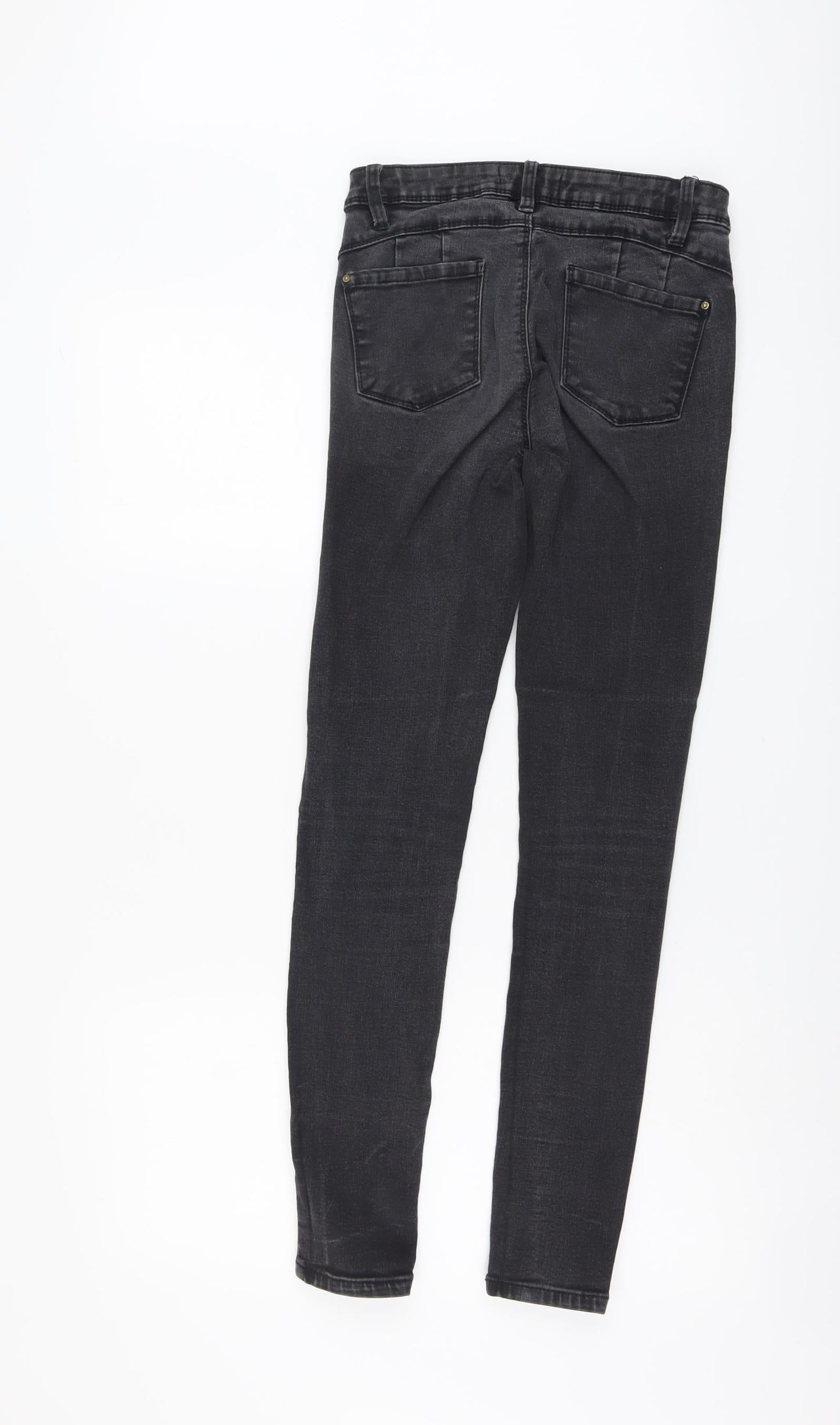 Denim & Co. Womens Grey Cotton Skinny Jeans Size 8 L28 in Regular Button - Colour muted on knee