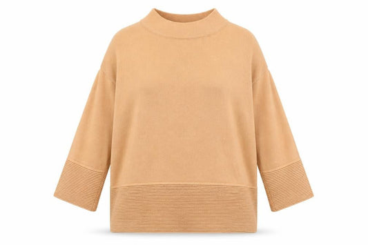 Off Shoot Womens Orange Mock Neck Herringbone Cotton Pullover Jumper Size L