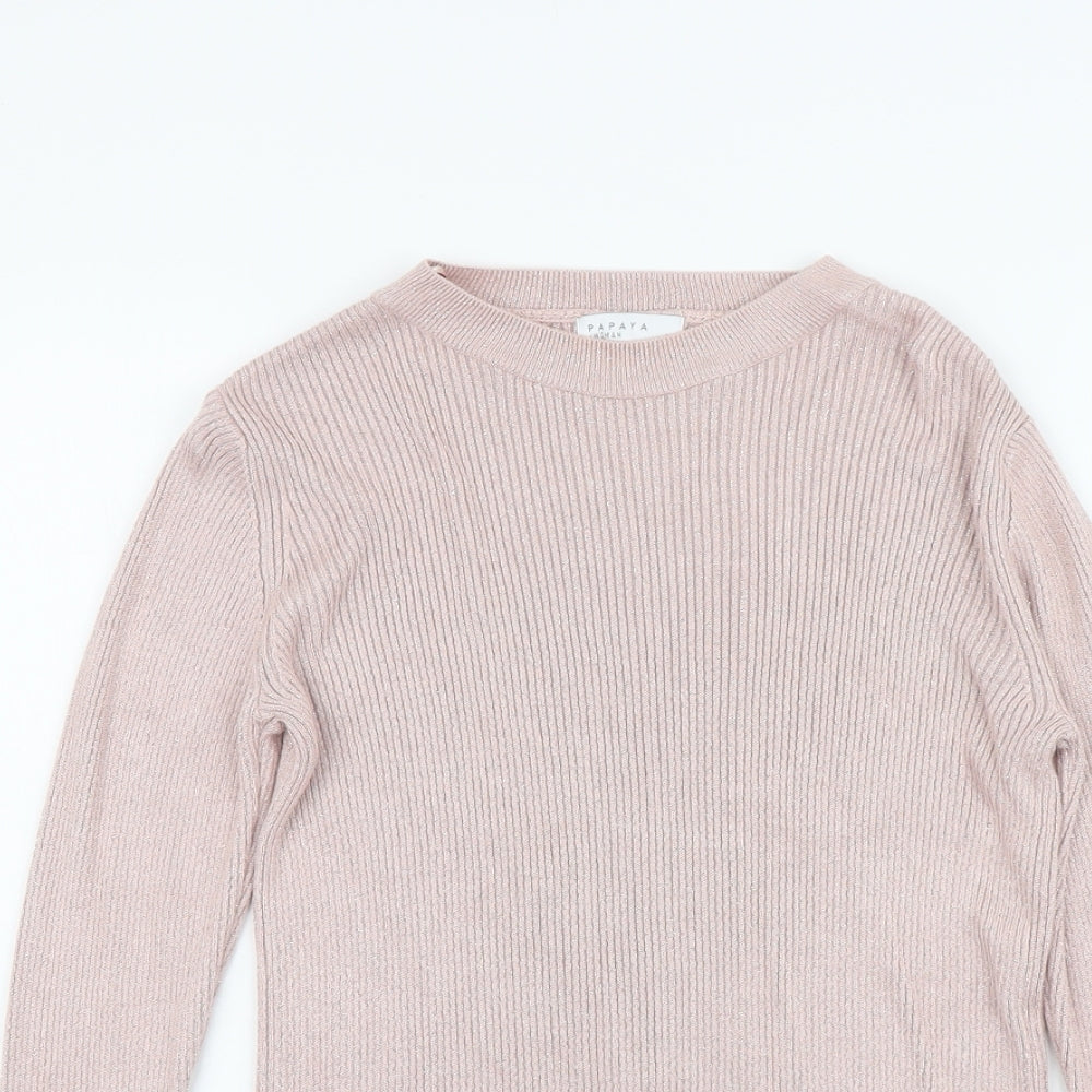 Womens UK Size 10 Papaya Pink Pullover Jumper