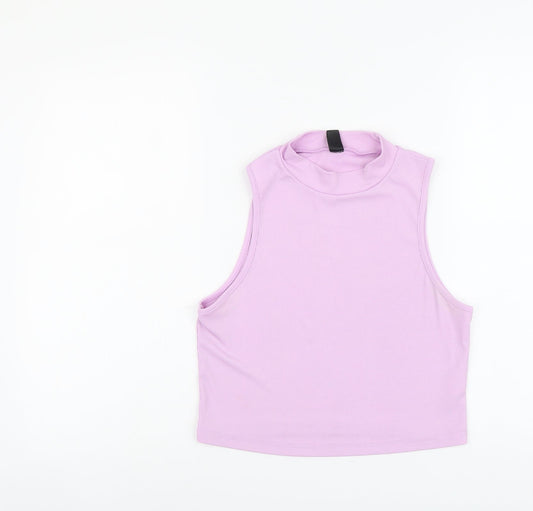 SheIn Womens Purple Polyester Basic Tank Size XL Mock Neck