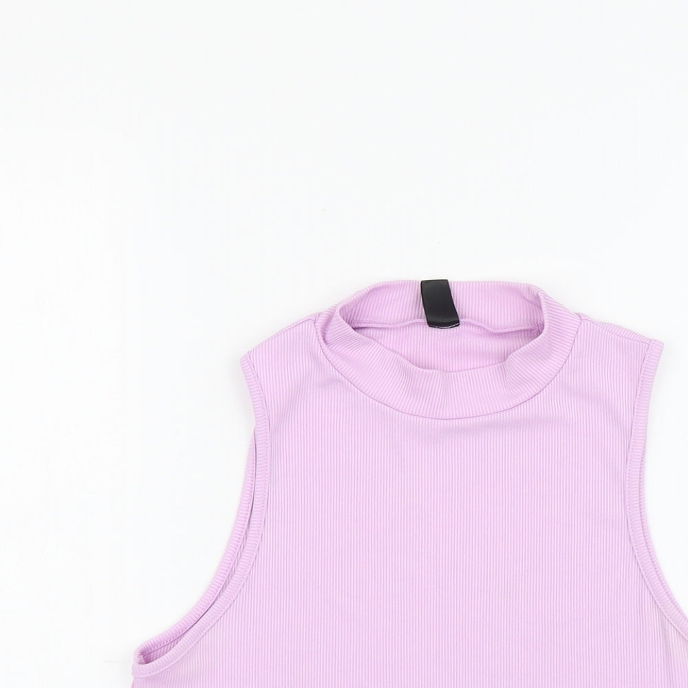 SheIn Womens Purple Polyester Basic Tank Size XL Mock Neck