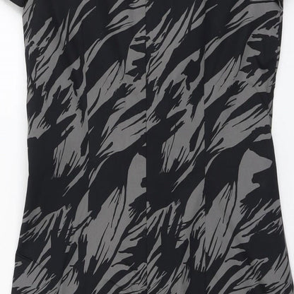 Oasis Womens Grey Geometric Cotton A-Line Size 10 Round Neck Zip