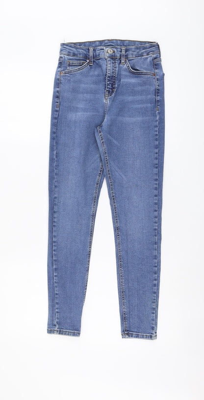 Topshop Womens Blue Cotton Skinny Jeans Size 24 in L25 in Regular Button