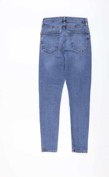 Topshop Womens Blue Cotton Skinny Jeans Size 24 in L25 in Regular Button