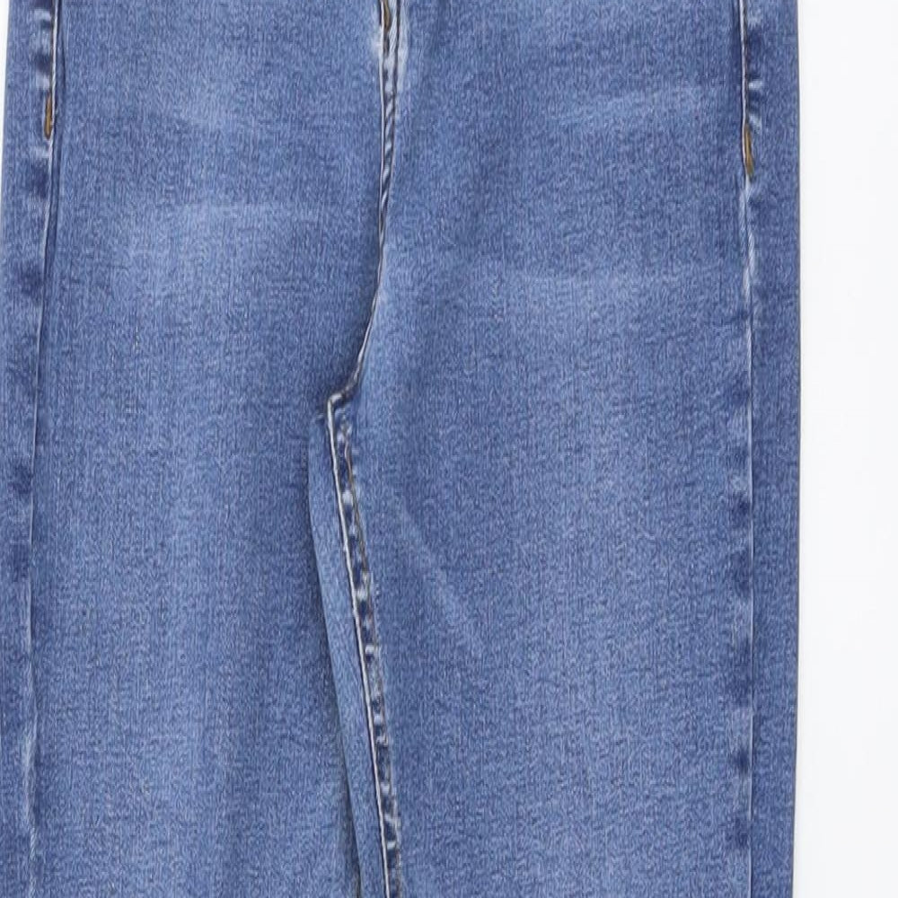 Topshop Womens Blue Cotton Skinny Jeans Size 24 in L25 in Regular Button
