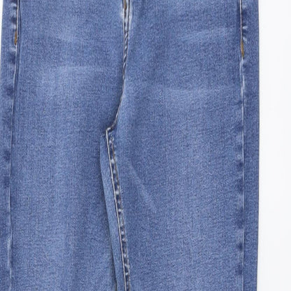 Topshop Womens Blue Cotton Skinny Jeans Size 24 in L25 in Regular Button