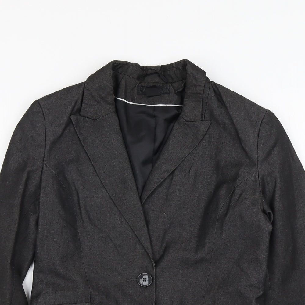 H&M Womens Grey Polyester Jacket Blazer Size S