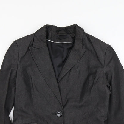 H&M Womens Grey Polyester Jacket Blazer Size S