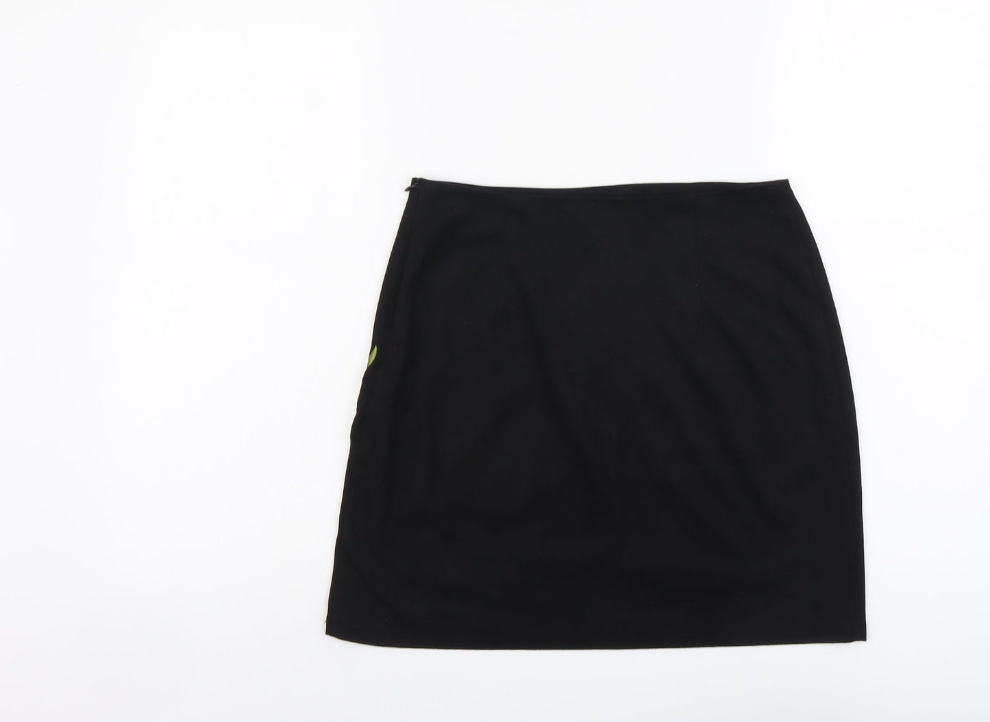 Boohoo Womens Black Floral Polyester A-Line Skirt Size 10 Zip