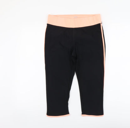 Athletic Works Womens Black Polyester Cropped Leggings Size M L18 in Regular Pullover