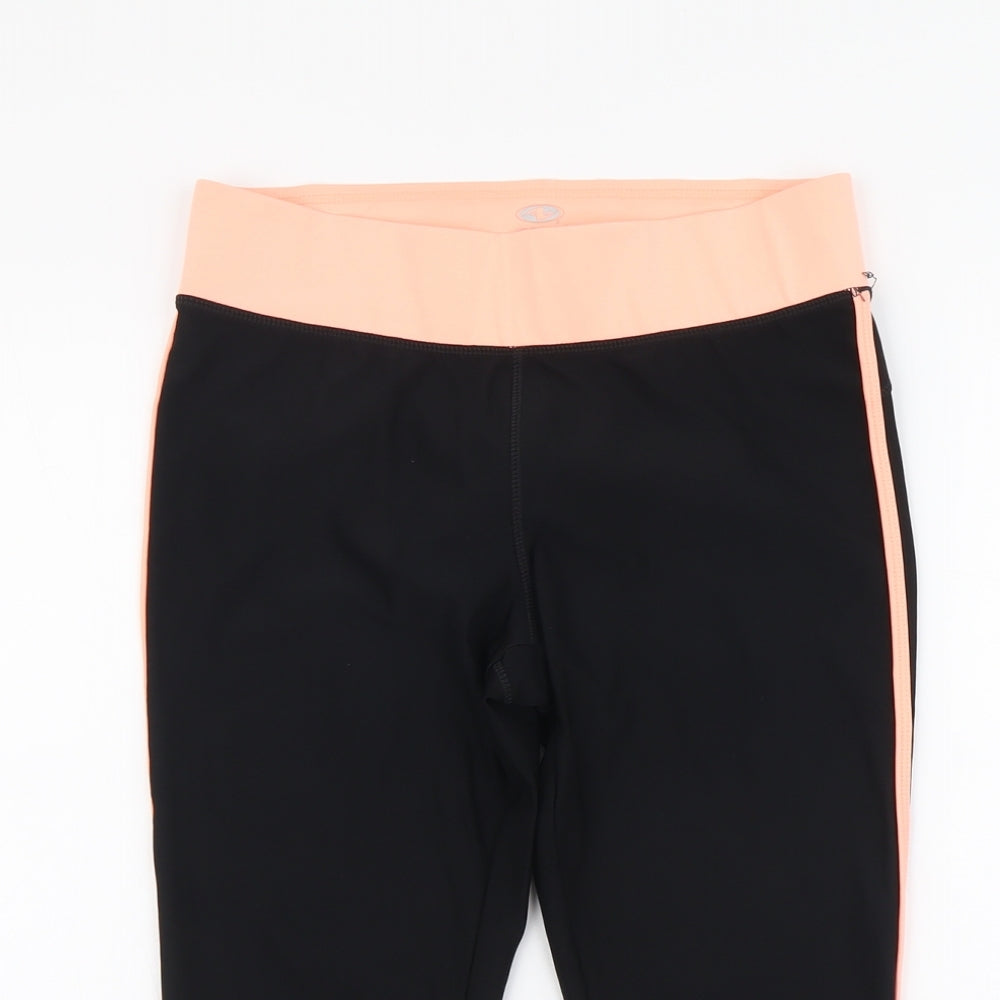 Athletic Works Womens Black Polyester Cropped Leggings Size M L18 in Regular Pullover