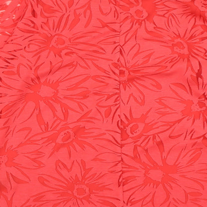 Papaya Womens Red Floral Viscose Basic Blouse Size 14 Boat Neck