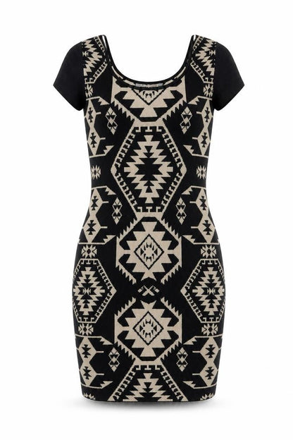 Apricot Womens Black Geometric Viscose Bodycon Size XS Round Neck Pullover