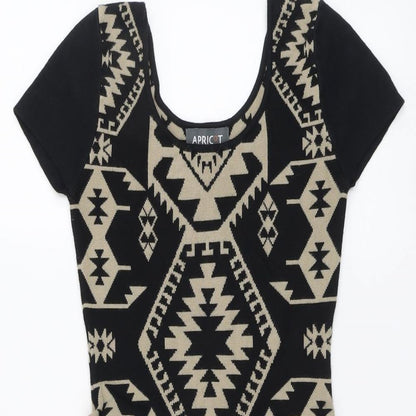 Apricot Womens Black Geometric Viscose Bodycon Size XS Round Neck Pullover
