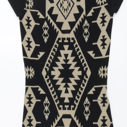 Apricot Womens Black Geometric Viscose Bodycon Size XS Round Neck Pullover
