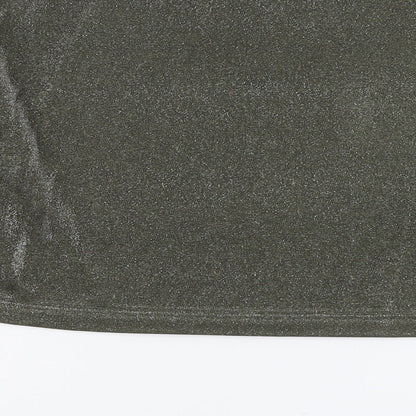 Chloe & Katie Womens Grey Nylon Cropped Blouse Size S Mock Neck