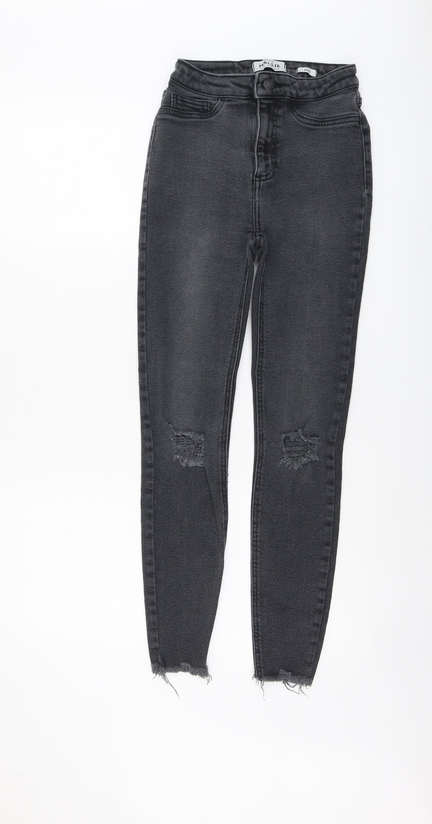 New Look Womens Grey Cotton Skinny Jeans Size 8 L27 in Regular Button