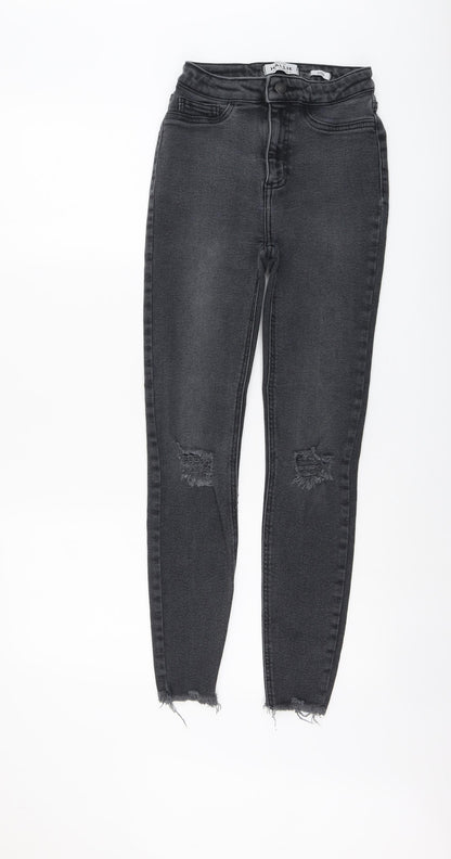 New Look Womens Grey Cotton Skinny Jeans Size 8 L27 in Regular Button