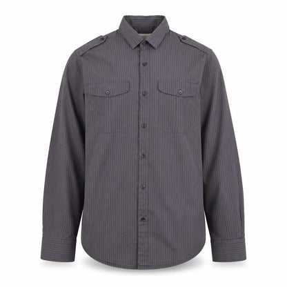 River Island Womens Grey Striped Polyester Basic Button-Up Size M Collared