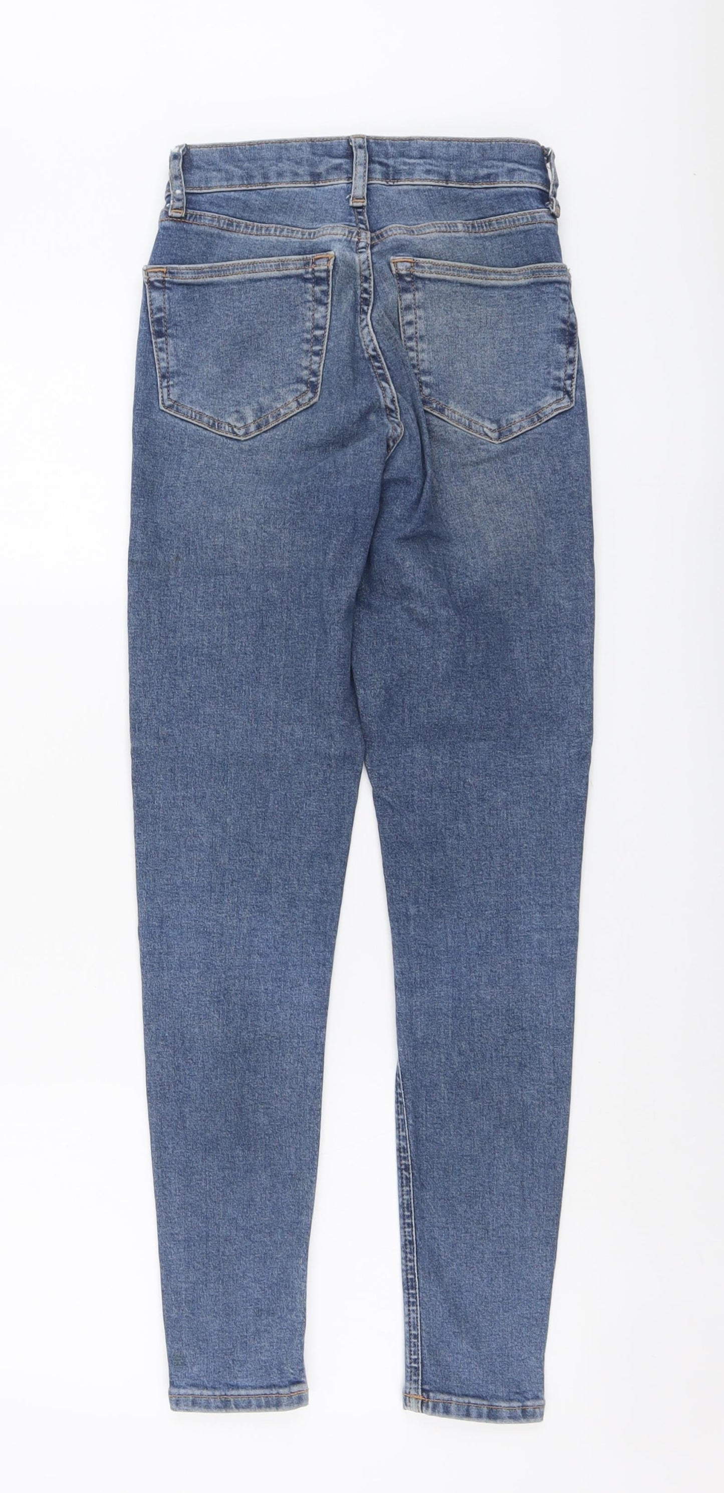 Topshop Womens Blue Cotton Skinny Jeans Size 24 in L27 in Regular Button