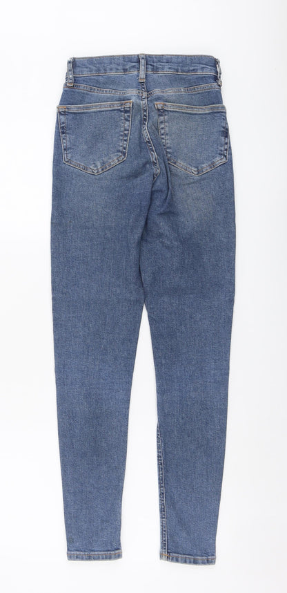 Topshop Womens Blue Cotton Skinny Jeans Size 24 in L27 in Regular Button