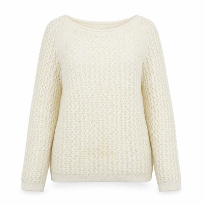 H&M Womens Ivory Boat Neck Acrylic Pullover Jumper Size S