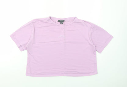 Primark Womens Purple Cotton Cropped T-Shirt Size M Round Neck