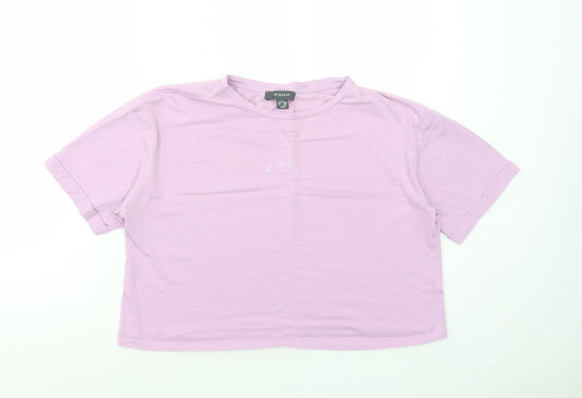 Primark Womens Purple Cotton Cropped T-Shirt Size M Round Neck