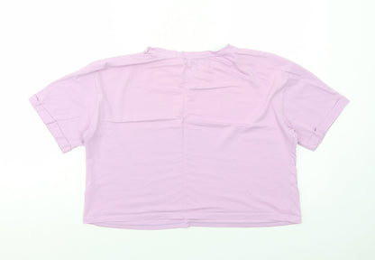 Primark Womens Purple Cotton Cropped T-Shirt Size M Round Neck