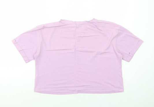 Primark Womens Purple Cotton Cropped T-Shirt Size M Round Neck