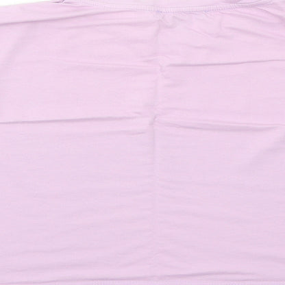 Primark Womens Purple Cotton Cropped T-Shirt Size M Round Neck