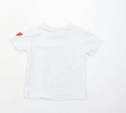 John Lewis Girls White Cotton Basic T-Shirt Size 2 Years Round Neck Pullover - Give A Little Love