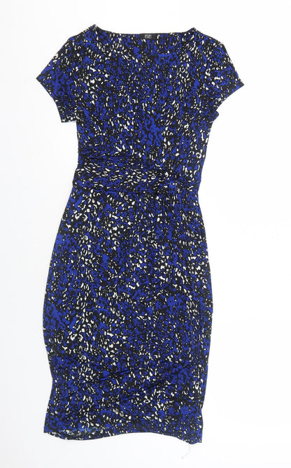 F&F Womens Blue Animal Print Polyester A-Line Size 8 Round Neck Pullover