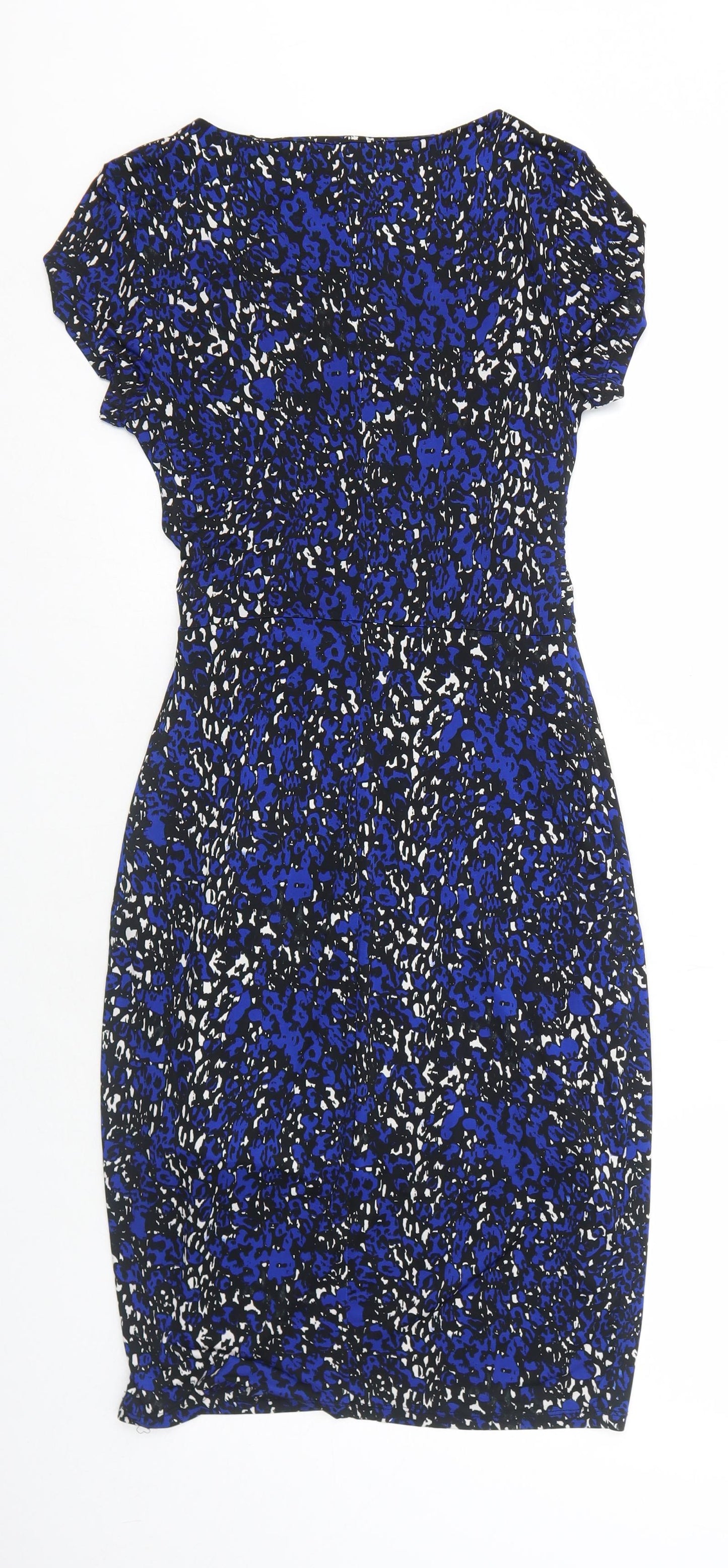 F&F Womens Blue Animal Print Polyester A-Line Size 8 Round Neck Pullover