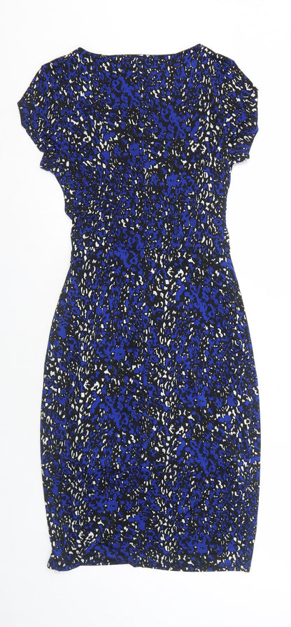 F&F Womens Blue Animal Print Polyester A-Line Size 8 Round Neck Pullover