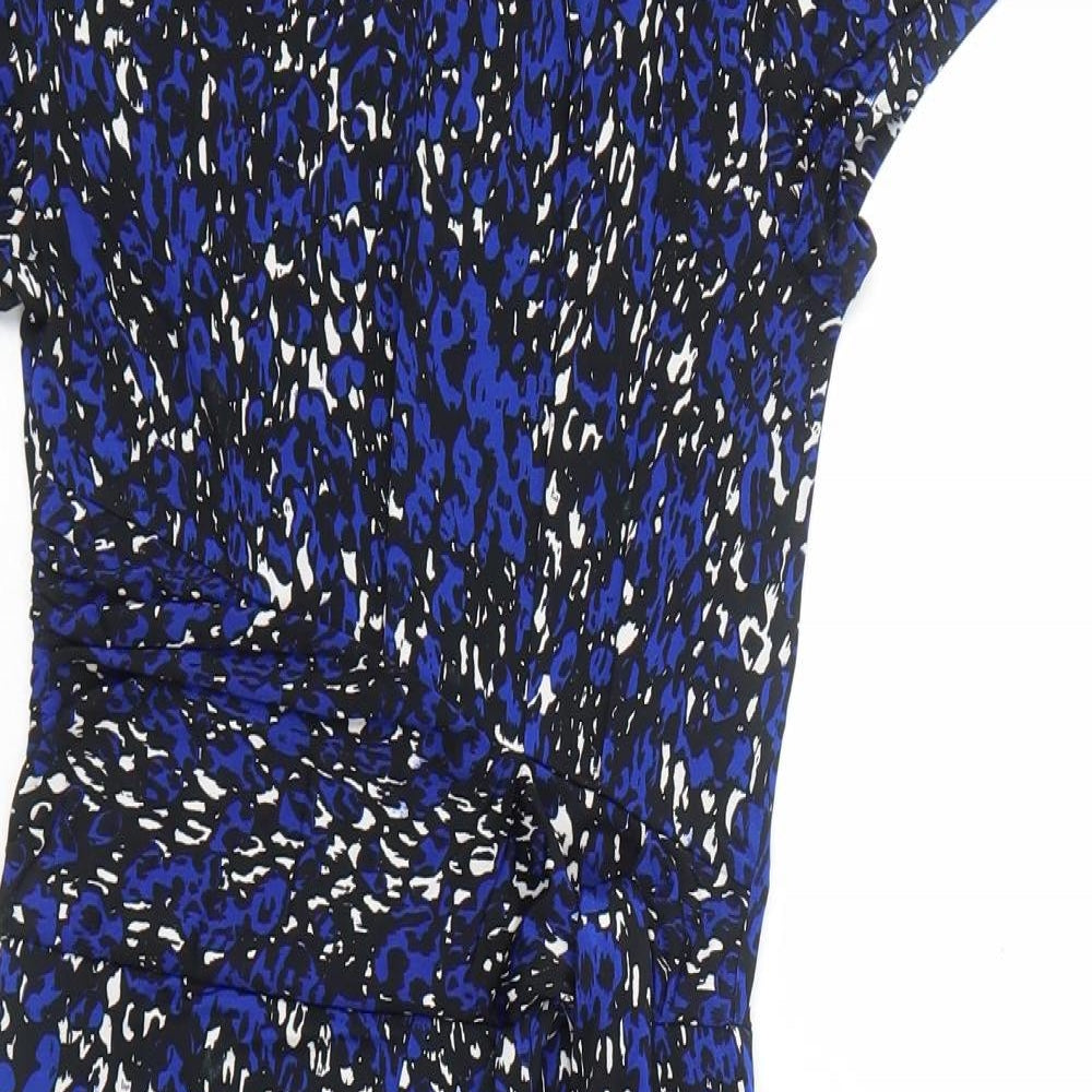 F&F Womens Blue Animal Print Polyester A-Line Size 8 Round Neck Pullover