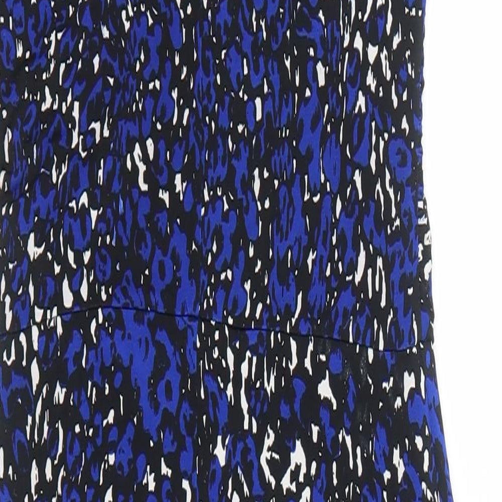 F&F Womens Blue Animal Print Polyester A-Line Size 8 Round Neck Pullover