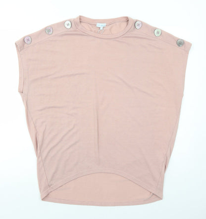 Blue Vanilla Womens Pink Polyester Basic T-Shirt Size M Round Neck